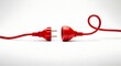 © Pixel Prism - Red electrical plug and socket isolated on white background, unplugged concept