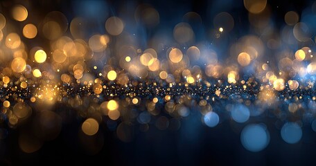 Abstract bokeh background of gold and blue lights