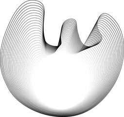Wall Mural - Abstract shape with a glowing circular center and three dynamic flowing extensions in a trident-like arrangement.
