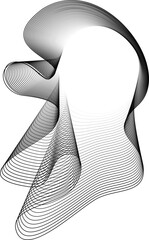 Wall Mural - Vector shape with a luminous circular center surrounded by smooth, flowing contour lines creating an abstract form with soft edges.