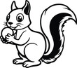 © MstMomtaz - Cartoon silhouette of a cute squirrel holding a nut