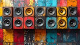 Colorful vintage speaker wall art