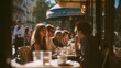© TyliJura - friends gathering at outdoor cafe restaurant golden hour social dining lifestyle urban scene