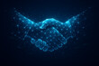© Kalpona - Futuristic Digital Blue Handshake Symbol Representing Blockchain Partnership Agreement