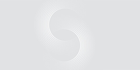Wall Mural - Abstract white glowing geometric lines on gray background. Modern shiny blue circle lines pattern. Futuristic technology concept. Suit for cover, poster,