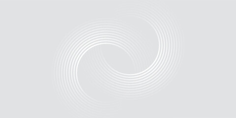 Wall Mural - Abstract white glowing geometric lines on gray background. Modern shiny blue circle lines pattern. Futuristic technology concept. Suit for cover, poster, eps 10 vector