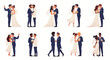 © ahmad - Diverse Wedding Couples Celebrating Love in Cartoon Style Illustrations.