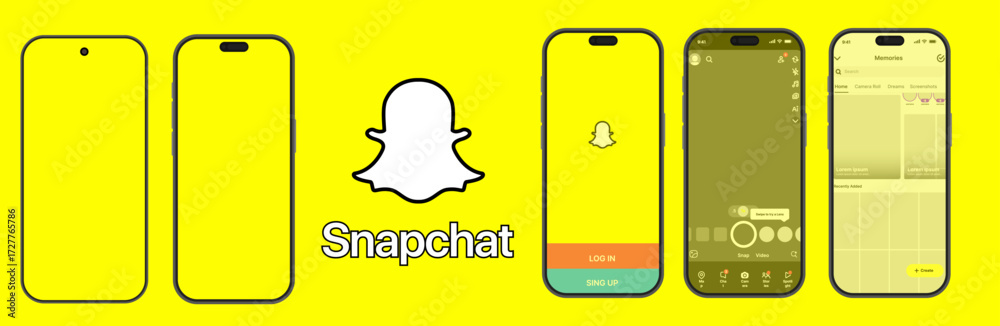 Snapchat user interface templates. iPhone 17 Pro Max with Snapchat ...