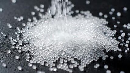 Wall Mural - Extreme close-up timelapse of ice pellets bouncing and scattering on a hard surface nature, motion, close-up