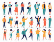 © Big - Set of flat vector characters in different poses. Young adults. Lifestyle illustration. Flat editable vector, clip art