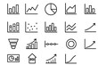 © Crank - Chart Icons Collection. Chart basics icons in outline style: bar chart, line graph, pie chart, area chart, stacked bars, scatter plot, histogram,