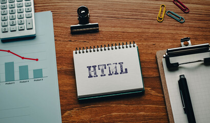 There is sticky note with the word HTML. It is an abbreviation for Hyper Text Markup Language as eye-catching image.
