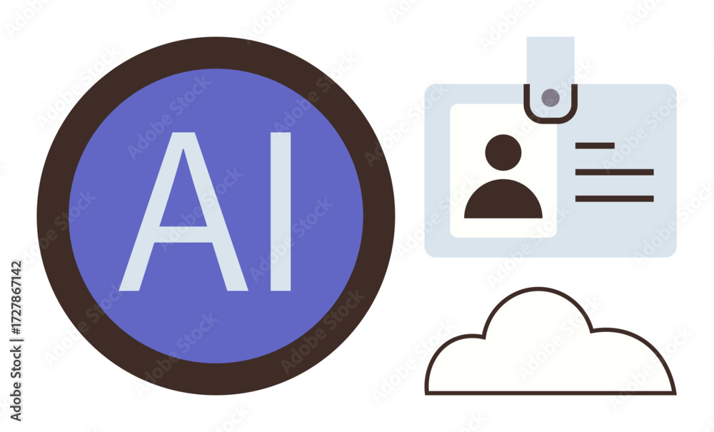 AI badge, digital ID card, and cloud graphic, symbolizing technology ...