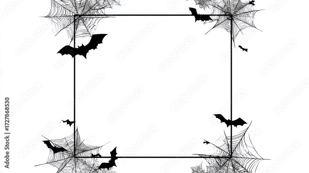 Halloween frame with bats and cobwebs Stock Illustration | Adobe Stock