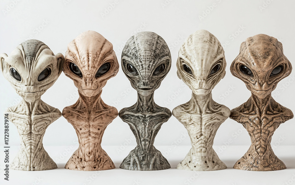 Futuristic extraterrestrial evolution diagram showing progressive ...