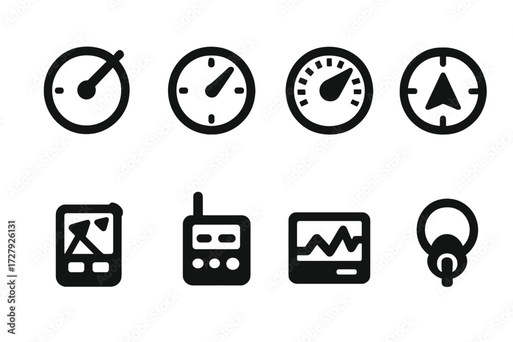 Flight Instrument Icon Flight Instrument Icons. Solid, filled icon set of glider flight ...