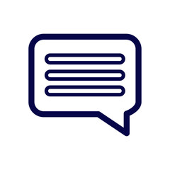 Isolated blue line art comment icon for website and app communication design element