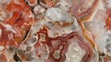 Textura Detalhada de Ágata ou Mineral com Tons de Vermelho e Branco