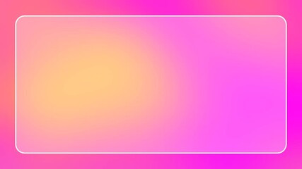 Wall Mural - Glowing pink yellow gradient abstract background animation with transparent glass frame