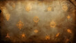 © dhiyaulhaq - Ancient parchment with elegant golden sigils arranged as celestial emblems across a weathered ritual