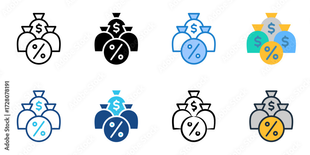 Set Rates Icon Interest rate icon set multiple style collection Stock Vector | Adobe Stock
