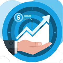 Hand holding growth business strategy arrow concept on success target improvement with increase development graph profit or economy investment income target and goal increase achievement ui interface 