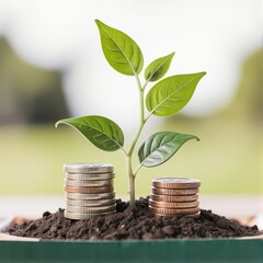 Growing Money business finance and savings money invest  Balance savings and investment Plant Growing In Savings Coins Investment And Interest Concept ui interface user