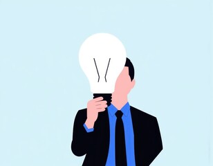 Businessman holding a digital bright light bulb Concept of Ideas for presenting new ideas Great inspiration and innovation new beginning ui interface user
