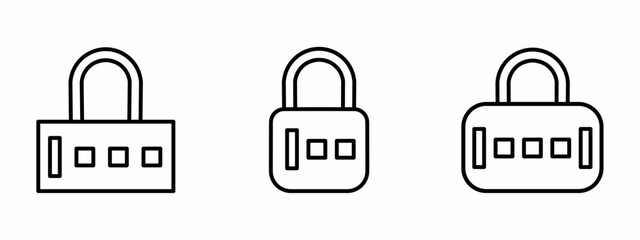 Stock vector. Padlock icons. Black padlock icon set. Padlock, security elements. Collection of padlock. Vector illustration.
