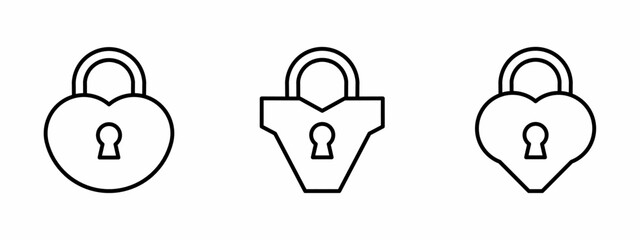 Stock vector. Padlock icons. Black padlock icon set. Padlock, security elements. Collection of padlock. Vector illustration.