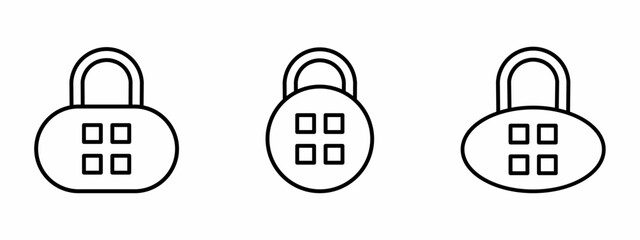 Stock vector. Padlock icons. Black padlock icon set. Padlock, security elements. Collection of padlock. Vector illustration.