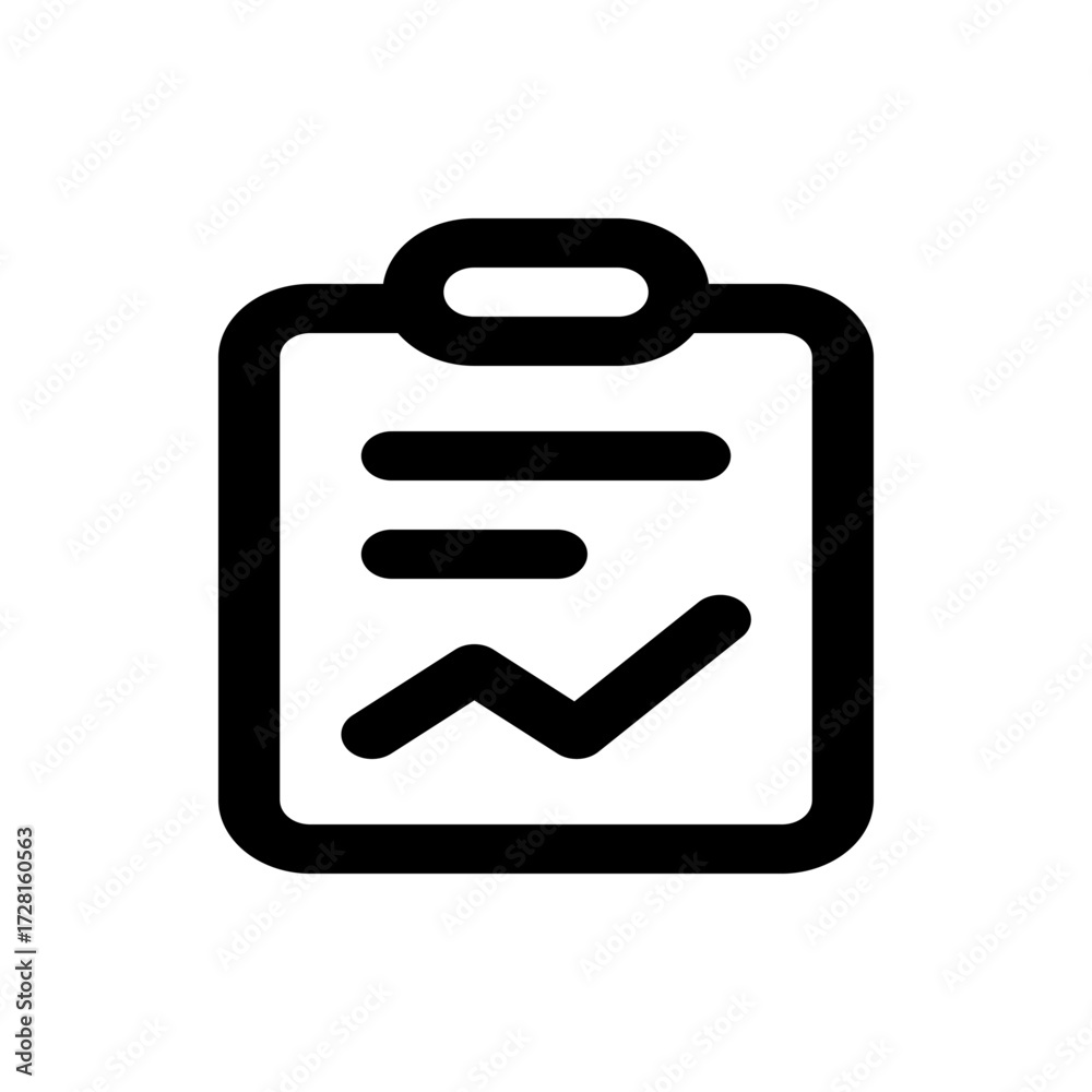 Black and white clipboard icon displaying a line graph with two ...