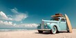 © lime - Tropical Seaside Adventure with Classic Car.Generative AI