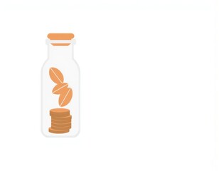 Mix coins with seed in clear bottle on white backgroundBusiness investment growth conceptsaving concept ui interface user