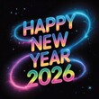 © Azeem - 'Happy New Year 2026 Neon Glow Design'