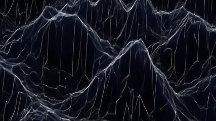 Abstract 3D Render of Glowing White Lines Over Dark Wavy Terrain