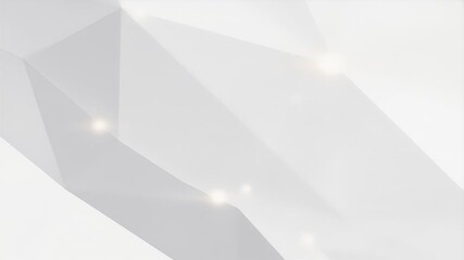 Abstract 3D White Polygonal Background with Glowing Spheres and Soft Shadows