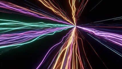 Abstract Dynamic Neon Lines Tunnel Background in Futuristic Style