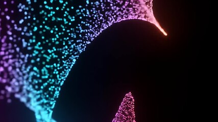 Abstract Glowing Particles Flowing On Black Background Dynamic Visual 3D Render