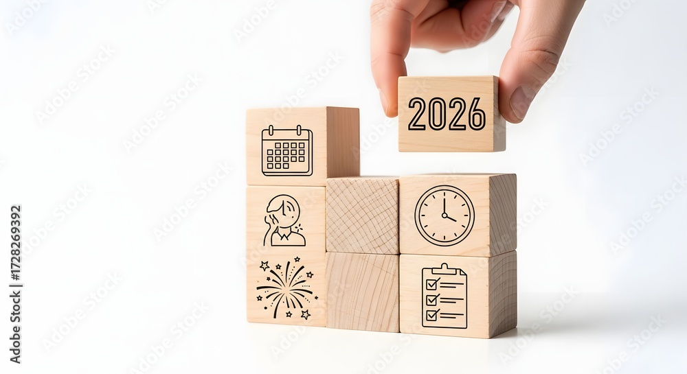 Planning for 2026 A Hand Placing a Block with the Year Number for ...