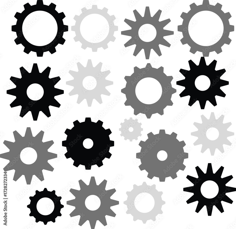 cog settings icon Cog Gear icon vector flat sign Two gears wheel with ...