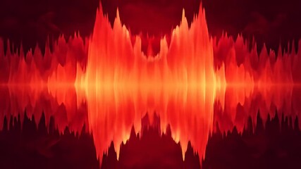 Canvas Print - Abstract symmetrical fiery red artwork featuring sharp peaks and reflection