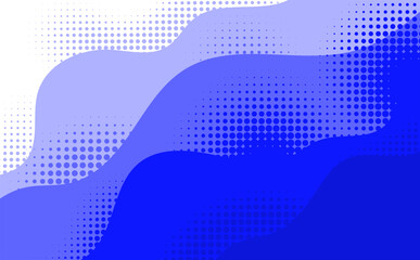 Poster - Abstract blue wave background with halftone dots and modern design