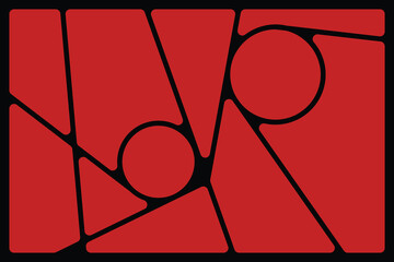 Wall Mural - Abstract red geometric black lines Polyhedron background seamless  rounded drawing vector illustration design for business network wallpaper connection concept EPS 10