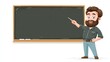 © Maman - Cartoon teacher pointing at a blank chalkboard