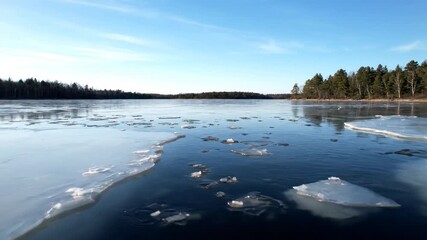 Wall Mural - Fascinating timelapse of ice slowly melting and breaking apart on a serene lake during spring thaw fascinating timelapse, water, natural process