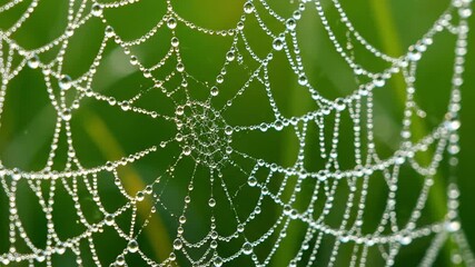 Wall Mural - Extreme macro close-up of morning dew drops refracting light, creating tiny rainbow prisms field, nature, wonder