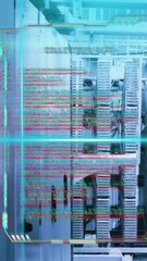 Wall Mural - Animation of digital data processing over computer servers