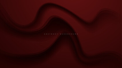 Wall Mural - dark red abstract background with layered wave texture