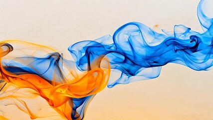 Abstract blue and orange smoke
